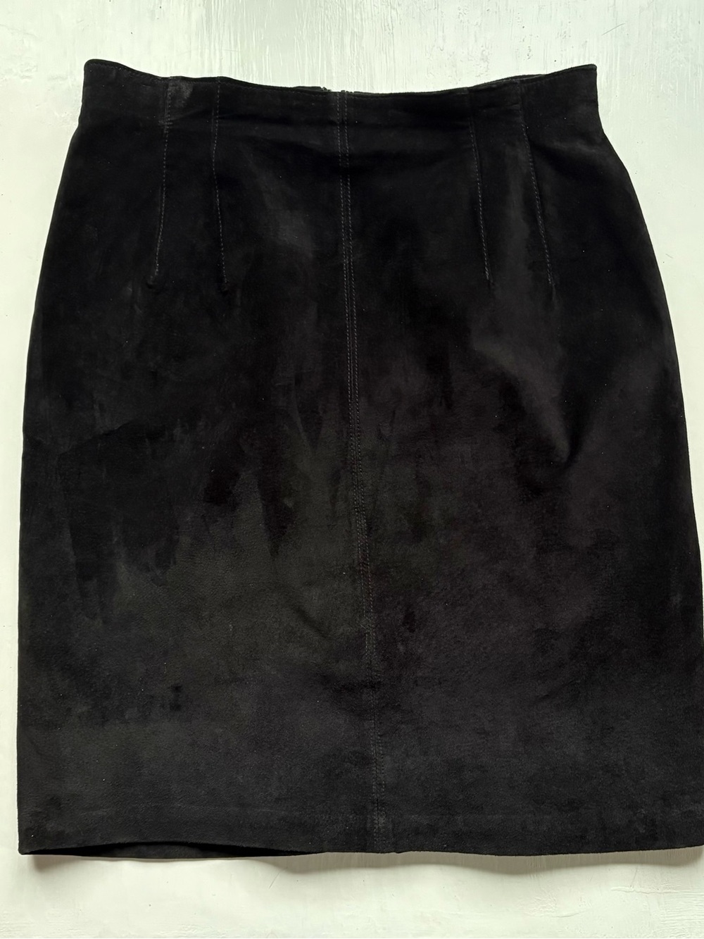VINTAGE 1990s Lord & Taylor Black Suede Pencil Skirt